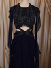 Deep Navy Blue Heavy Kartana and Beads Embroidered Design Georgette Skirt Set with Dupatta