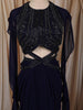 Deep Navy Blue Heavy Kartana and Beads Embroidered Design Georgette Skirt Set with Dupatta
