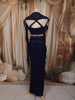 Deep Navy Blue Heavy Kartana and Beads Embroidered Design Georgette Skirt Set with Dupatta