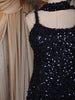 Deep Navy Blue Heavy Sequins Embroidered Design Net Palazzo Suit  with Choker Dupatta