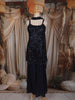 Deep Navy Blue Heavy Sequins Embroidered Design Net Palazzo Suit  with Choker Dupatta