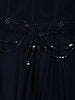 Deep Navy Blue Heavy Sequins and Beads Embroidered Design Satin Silk Skirt Top with Cape