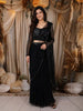 Deep Navy Blue Heavy Sequins and Beads Embroidered Design Georgette Lehenga with Attached Dupatta