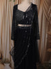 Deep Navy Blue Heavy Sequins and Beads Embroidered Design Georgette Lehenga with Attached Dupatta