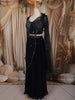 Deep Navy Blue Heavy Sequins and Beads Embroidered Design Georgette Lehenga with Attached Dupatta