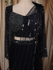 Deep Navy Blue Heavy Sequins and Beads Embroidered Design Georgette Lehenga with Attached Dupatta