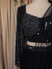Deep Navy Blue Heavy Sequins and Beads Embroidered Design Georgette Lehenga with Attached Dupatta