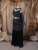 Deep Navy Blue Heavy Sequins and Beads Embroidered Design Mermaid Net Lehenga With Choker Dupatta