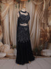 Deep Navy Blue Heavy Sequins and Beads Embroidered Design Mermaid Net Lehenga With Choker Dupatta