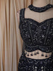 Deep Navy Blue Heavy Sequins and Beads Embroidered Design Mermaid Net Lehenga With Choker Dupatta