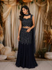 Deep Navy Blue Heavy Sequins and Beads Embroidered Design Mermaid Net Lehenga With Choker Dupatta