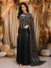 Deep Navy Blue Heavy Sequins and Beads Embroidered Design Net Lehenga with Cape Dupatta