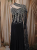 Deep Navy Blue Heavy Sequins and Beads Embroidered Design Net Lehenga with Cape Dupatta