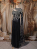 Deep Navy Blue Heavy Sequins and Beads Embroidered Design Net Lehenga with Cape Dupatta
