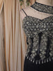 Deep Navy Blue Heavy Sequins and Beads Embroidered Design Net Lehenga with Cape Dupatta