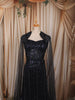 Deep Navy Blue Heavy Sequins and Beads Embroidered Design Net Mermaid Party Wear Lehenga with Matching Cape Sleeves