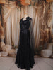 Deep Navy Blue Heavy Sequins and Beads Embroidered Design Net Mermaid Party Wear Lehenga with Matching Cape Sleeves