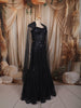 Deep Navy Blue Heavy Sequins and Beads Embroidered Design Net Mermaid Party Wear Lehenga with Matching Cape Sleeves