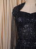 Deep Navy Blue Heavy Sequins and Beads Embroidered Design Net Mermaid Party Wear Lehenga with Matching Cape Sleeves