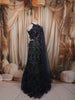Deep Navy Blue Heavy Sequins and Beads Embroidered Design Net Party Wear Lehenga with Matching Dupatta