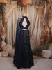 Deep Navy Blue Heavy Sequins and Beads Embroidered Design Net Party Wear Lehenga with Matching Dupatta