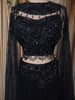 Deep Navy Blue Heavy Sequins and Beads Embroidered Design Net Party Lehenga with Cape Dupatta