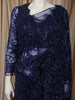 Deep Navy Blue Heavy Sequins and  Beads Embroidered Design Net Party Wear Saree with Matching Stitched Full Sleeve Designer Blouse