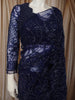 Deep Navy Blue Heavy Sequins and  Beads Embroidered Design Net Party Wear Saree with Matching Stitched Full Sleeve Designer Blouse