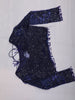 Deep Navy Blue Heavy Sequins and  Beads Embroidered Design Net Party Wear Saree with Matching Stitched Full Sleeve Designer Blouse