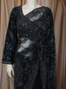 Deep Navy Blue Heavy Sequins and  Beads Embroidered Design Net Party Wear Saree with Matching Stitched Full Sleeve Designer Blouse