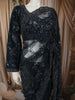 Deep Navy Blue Heavy Sequins and  Beads Embroidered Design Net Party Wear Saree with Matching Stitched Full Sleeve Designer Blouse