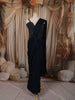 Deep Navy Blue Heavy Sequins and Beads Embroidered Design Satin Ready To Wear Saree