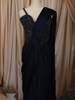 Deep Navy Blue Heavy Sequins and Beads Embroidered Design Satin Ready To Wear Saree