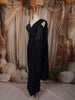 Deep Navy Blue Heavy Sequins and Beads Embroidered Design Satin Ready To Wear Saree