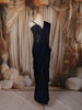 Deep Navy Blue Heavy Sequins and Beads Embroidered Design Satin Ready To Wear Saree