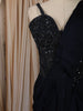 Deep Navy Blue Heavy Sequins and Beads Embroidered Design Satin Ready To Wear Saree
