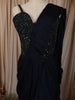 Deep Navy Blue Heavy Sequins and Beads Embroidered Design Satin Ready To Wear Saree