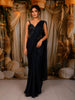 Deep Navy Blue Heavy Sequins and Beads Embroidered Design Satin Ready To Wear Saree
