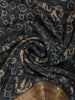Deep Navy Blue Ikat Printed Design Chiffon Party Wear Saree with Scalloped Sequins Border