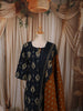 Deep Navy Blue Ikat Printed Design Cotton Straight Cut Salwar Suit with Contrast Dupatta