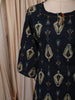 Deep Navy Blue Ikat Printed Design Cotton Straight Cut Salwar Suit with Contrast Dupatta