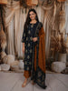 Deep Navy Blue Ikat Printed Design Cotton Straight Cut Salwar Suit with Contrast Dupatta