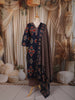 Deep Navy Blue Ikat Printed Design Cotton Straight Cut Salwar Suit with Matching Dupatta