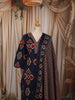 Deep Navy Blue Ikat Printed Design Cotton Straight Cut Salwar Suit with Matching Dupatta