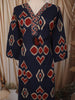 Deep Navy Blue Ikat Printed Design Cotton Straight Cut Salwar Suit with Matching Dupatta