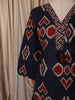 Deep Navy Blue Ikat Printed Design Cotton Straight Cut Salwar Suit with Matching Dupatta