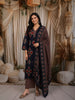 Deep Navy Blue Ikat Printed Design Cotton Straight Cut Salwar Suit with Matching Dupatta