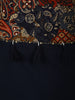 Deep Navy Blue Kalamkari Printed Design Cotton Straight Cut Salwar Suit with Dupatta