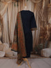 Deep Navy Blue Kalamkari Printed Design Cotton Straight Cut Salwar Suit with Dupatta