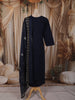 Deep Navy Blue Kalamkari Printed Design Cotton Straight Cut Salwar Suit with Dupatta